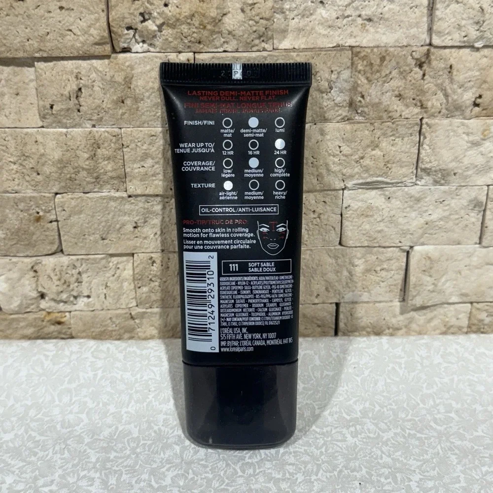 L'Oréal Paris Infallible Pro-Matte Foundation, #111 Soft Sable 1‎ Fl Oz Sealed